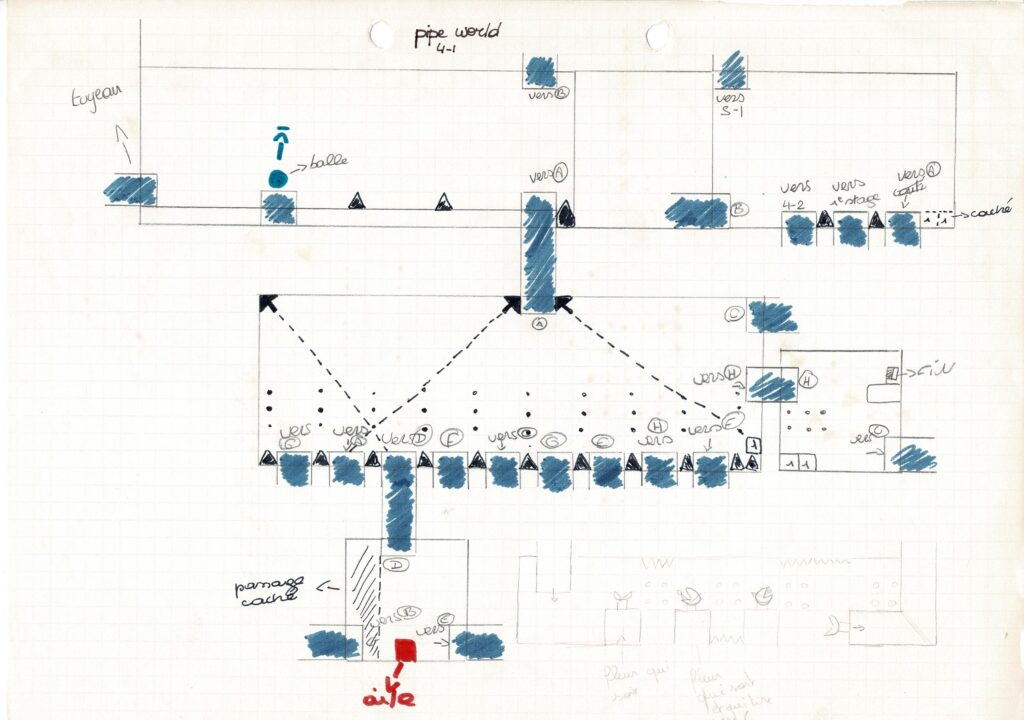 Plan original du Pipe World dans Bilou's Adventure